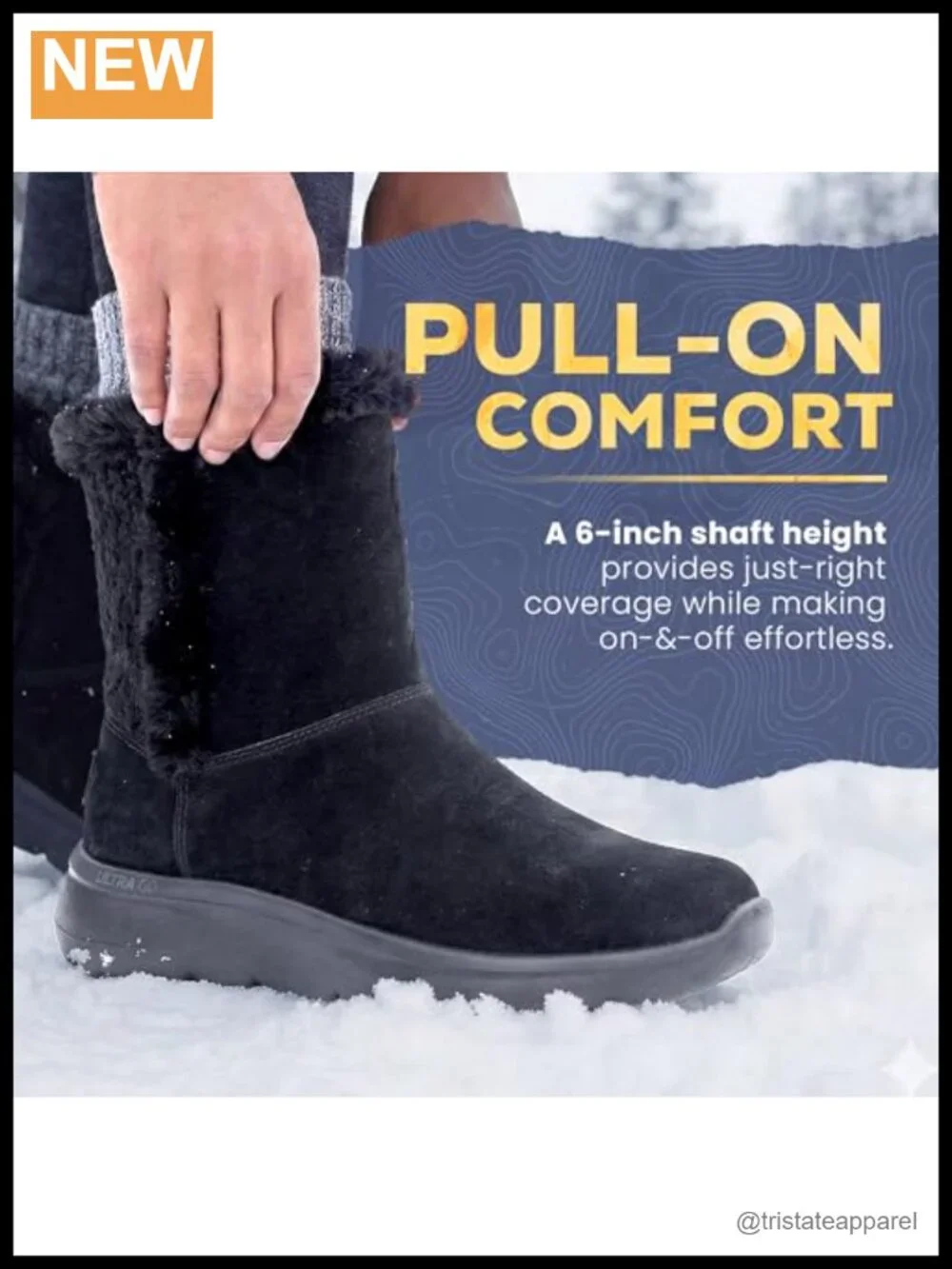 Womens Suede Mid-Calf Snow Boots Slip On Winter Warm Faux Fur Trim